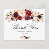 エレガントブルゴーニュと赤面の結婚フローラはユー感謝していズ ポストカード (正面)