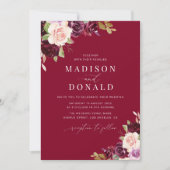 エレガントブルゴーニュと赤面フローラ結婚ズ 招待状 (正面)