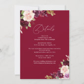 エレガントブルゴーニュと赤面フローラ結婚ズ 招待状 (裏面)