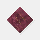 エレガントブルゴーニュと金ゴールドウォーター結婚カラー スタンダードカクテルナプキン (角)