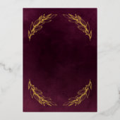 エレガントブルゴーニュと金ゴールド植物学結婚院 箔招待状 (正面)