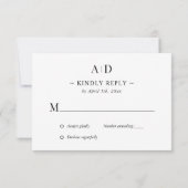 エレガントブルゴーニュと金ゴールド結婚の応答カード 出欠カード (裏面)