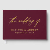 エレガントブルゴーニュと金箔の書結婚道 ゲストブック (正面)