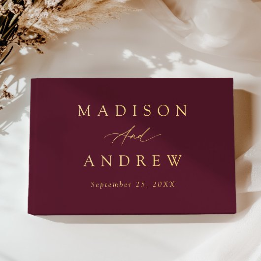 エレガントブルゴーニュと金箔の書結婚道 ゲストブック