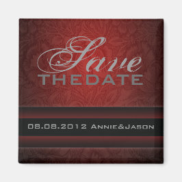 エレガントブルゴーニュのダマスクヴィンテージウェディング マグネット