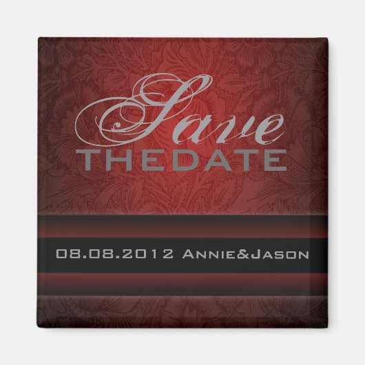 エレガントブルゴーニュのダマスクヴィンテージウェディング マグネット (正面)