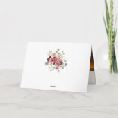 エレガントブルゴーニュの花ユーカリ写真結婚の サンキューカード (裏面)