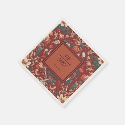 エレガントブルゴーニュシノイビクトリアンセリ結婚の スタンダードカクテルナプキン (角)
