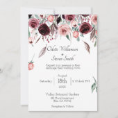 エレガントブルゴーニュフローラフォトアー結婚チの 招待状 (正面)