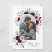 エレガントブルゴーニュフローラフォトアー結婚チの 招待状 (裏面)