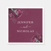 エレガントブルゴーニュフローラ牡丹結婚ズ スタンダードカクテルナプキン (正面)