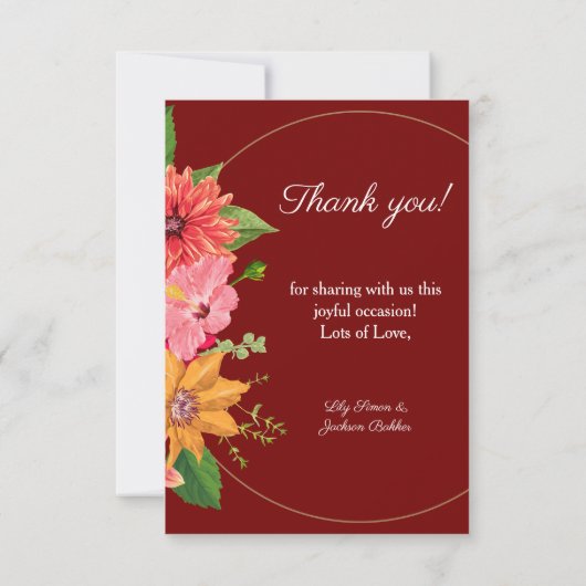 エレガントブルゴーニュフローラ結婚ズ サンキューカード (裏面)