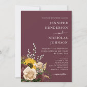 エレガントブルゴーニュフローラ結婚ズ 招待状 (正面)