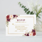 エレガントブルゴーニュフローラ結婚金ゴールドの食事 出欠カード (スタンド正面)