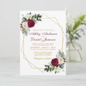 エレガントブルゴーニュフローラ緑の金ゴールド結婚ズ 招待状 (スタンド正面)