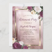 エレガントブルゴーニュフローラ金ゴールドフレーム退職 招待状 (正面)