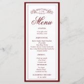 エレガントブルゴーニュー植物紋章モノグラム結婚ズ メニュー (正面)
