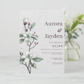 エレガントブルゴーニュー白ミントフローラ結婚レース 招待状 (スタンド正面)