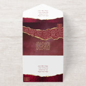 エレガントブルゴーニュー・ゲード結婚アゲ実在ートの箔 オールインワン招待状 (外側)