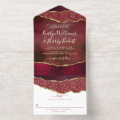 エレガントブルゴーニュー・ゲード結婚アゲ実在ートの箔 オールインワン招待状 (内側)