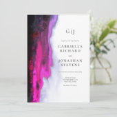 エレガントブルゴーニュ抽象芸術モノグ結婚ラム 招待状 (スタンド正面)