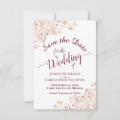 エレガントブルゴーニュ書道・バラ金ゴールド結婚 セーブザデート (正面)