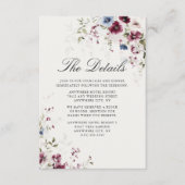 エレガントブルゴーニュ水の色のフローラの結婚詳細 エンクロージャーカード (正面)