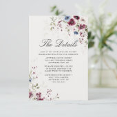 エレガントブルゴーニュ水の色のフローラの結婚詳細 エンクロージャーカード (スタンド正面)