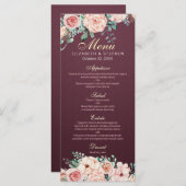 エレガントブルゴーニュ水カラーフローラのメ結婚ニュー メニュー (正面/裏面)