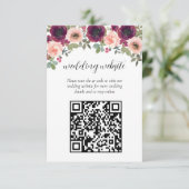 エレガントブルゴーニュ水彩フローラQRコード結婚ズ エンクロージャーカード (スタンド正面)