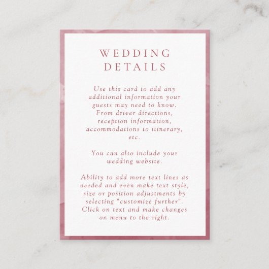 エレガントブルゴーニュ水結婚色の詳細 エンクロージャーカード (正面)