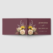 エレガントブルゴーニュ結婚ヒマワリ金ゴールド ゲストブック (全面)