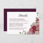 エレガントブルゴーニュ結婚ー花の詳細 招待状 (正面/裏面)