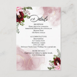 エレガントブルゴーニュ結婚ー花 エンクロージャーカード