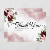エレガントブルゴーニュ結婚ー花 サンキューカード (正面/裏面)