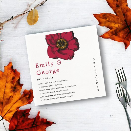 エレガントブルゴーニュ色の赤いバラのロマンチックな結婚フローラ スタンダードカクテルナプキン