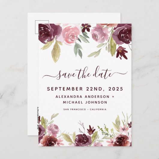 エレガントブルゴーニュ花フローラ 案内ポストカード (正面/裏面)