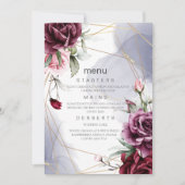 エレガントブルゴーニュ赤いバラ水の色のメ結婚ニュー 招待状 (正面)