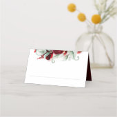 エレガントブルゴーニュ赤フローラ結婚ズ プレイスカード (正面)