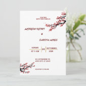 エレガントブルゴーニュ赤結婚紅花 招待状 (スタンド正面)