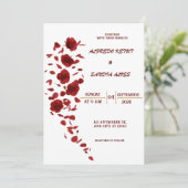 エレガントブルゴーニュ赤結婚紅花 招待状 (スタンド正面)