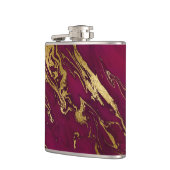 エレガントブルゴーニュ赤金ゴールドホイルフェイクマーブルテクスチャ フラスク (左)