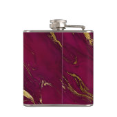 エレガントブルゴーニュ赤金ゴールドホイルフェイクマーブルテクスチャ フラスク (裏面)