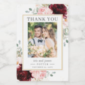 エレガントブルゴーニュ赤面フローラ結婚写真 ワインラベル (シングルラベル)