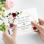 エレガントブルゴーニュ赤面フローラ金ゴールドフレー結婚ム セーブザデート