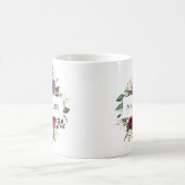 エレガントブルゴーニュ赤面水彩フローラ名 コーヒーマグカップ (中央)