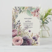 エレガントブルゴーニュ赤面結婚の花 招待状 (スタンド正面)