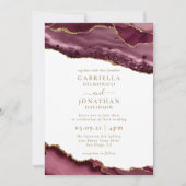 エレガントブルゴーニュ金ゴールドアガテホワイト結婚ズ 招待状 (正面)