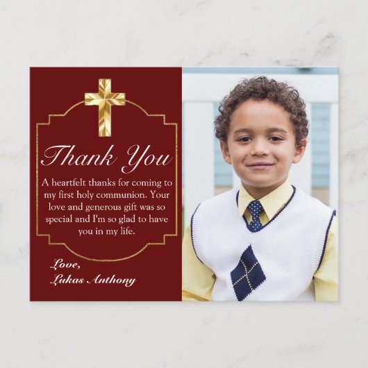 エレガントブルゴーニュ金ゴールドクロス第1共産区感謝していよよ ポストカード (正面)