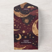 エレガントブルゴーニュ金ゴールドシレ結婚ンズ オールインワン招待状 (外側)